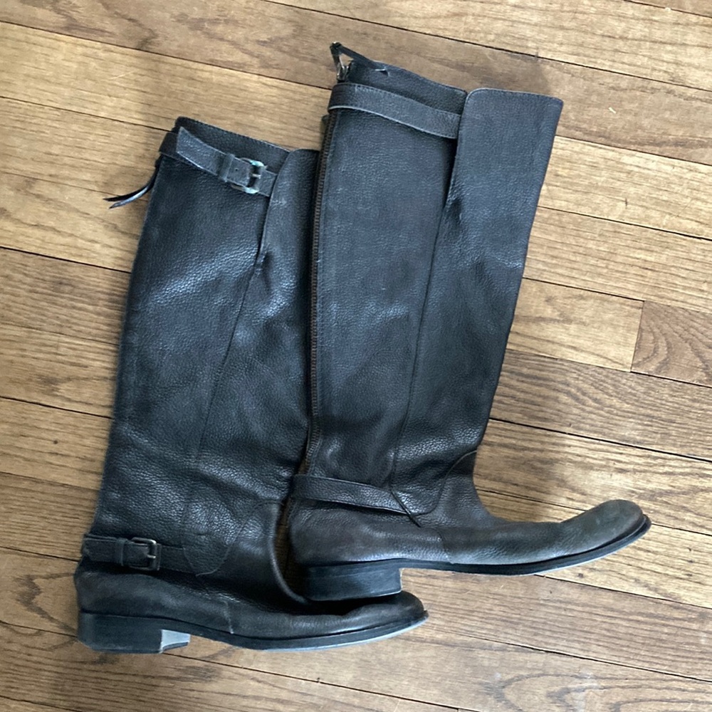 J Crew pebbled leather tall buckle boots, 9